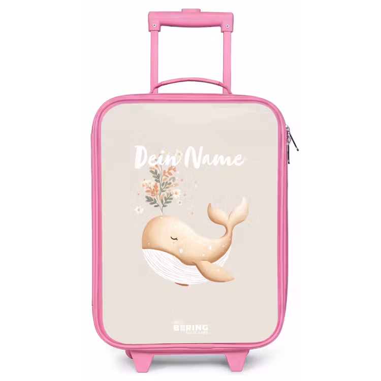 Walvis in pastel beige kleuren Kinderkoffer - Roze klein -zz3dotto
