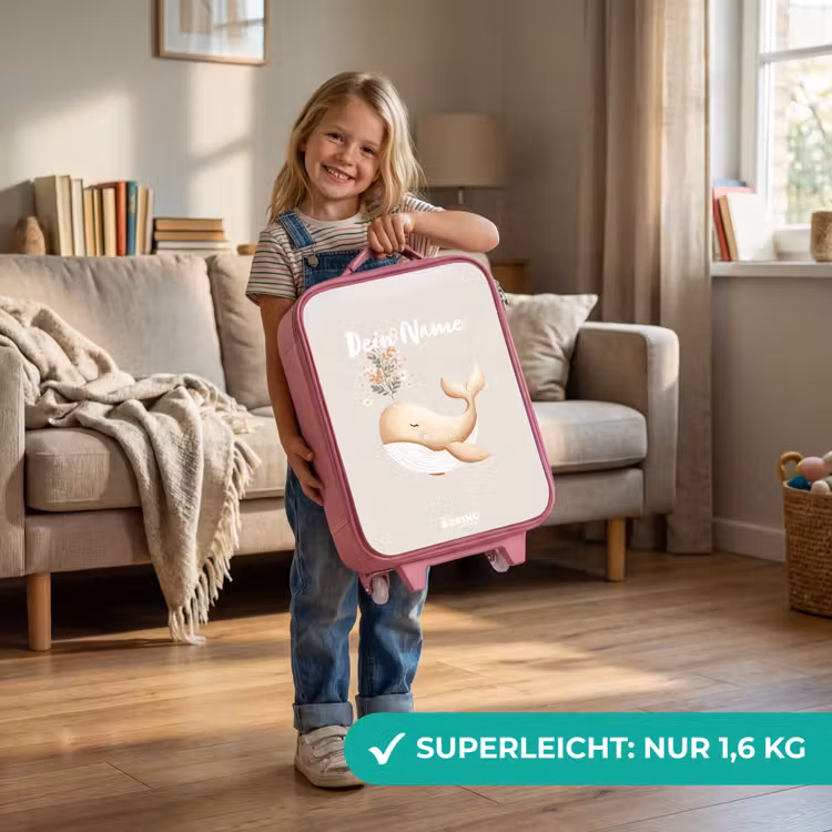 Walvis in pastel beige kleuren Kinderkoffer - Roze klein -sfeer2_DE