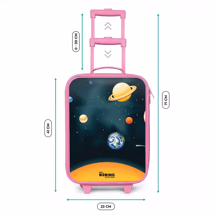 Ruimte met planeten Kinderkoffer - Roze klein -productfoto_formaten