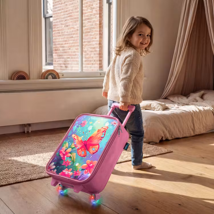 Verbluffende vlinder Kinderkoffer - Roze klein -sfeer1