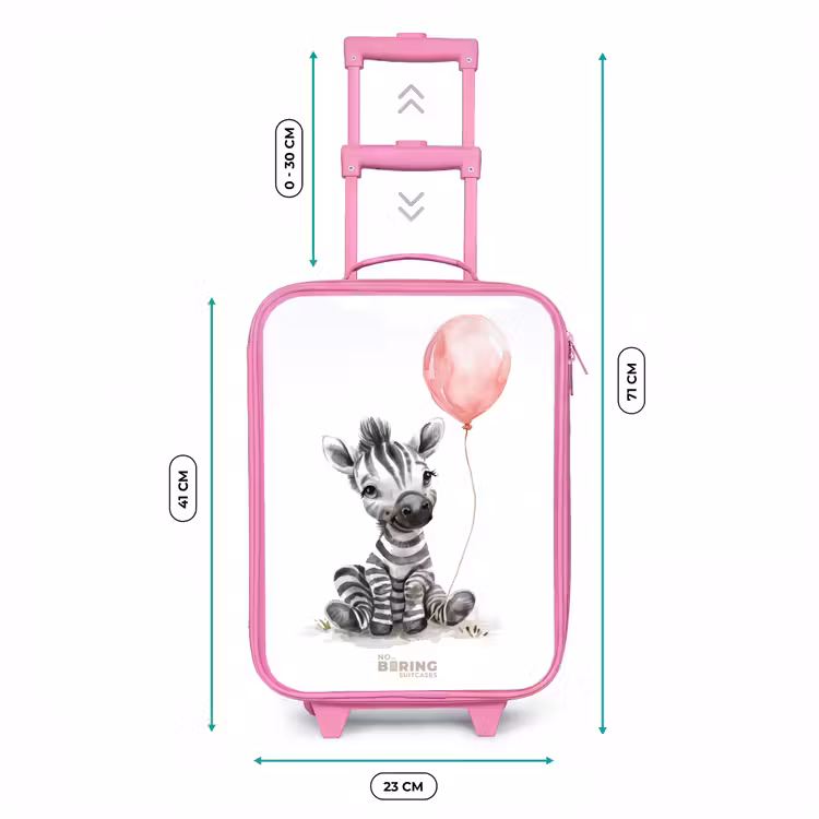Zebra met roze ballon Kinderkoffer - Roze klein -productfoto_formaten