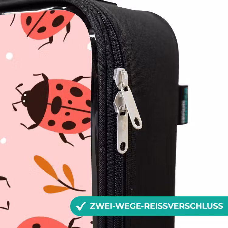 Rode lieveheersbeestjes op roze achtergrond Kinderkoffer - Zwart klein -rits_DE