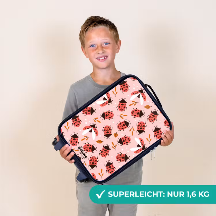 Rode lieveheersbeestjes op roze achtergrond Kinderkoffer - Zwart klein -sfeer4_DE
