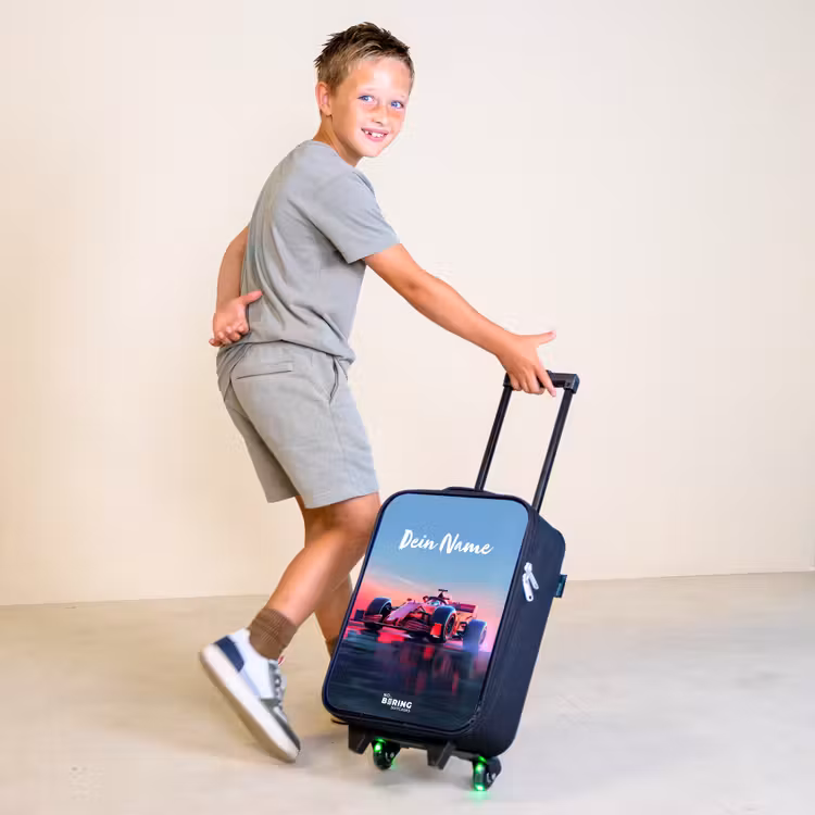 Rode racer Kinderkoffer - Zwart klein -sfeer3