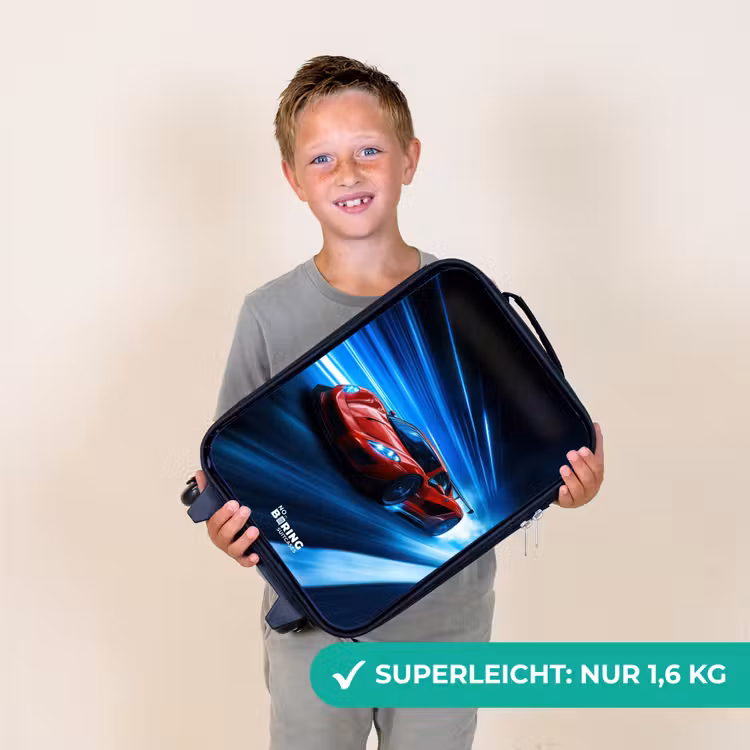 Rode racewagen in digitale snelheidswereld Kinderkoffer - Zwart klein -sfeer4_DE