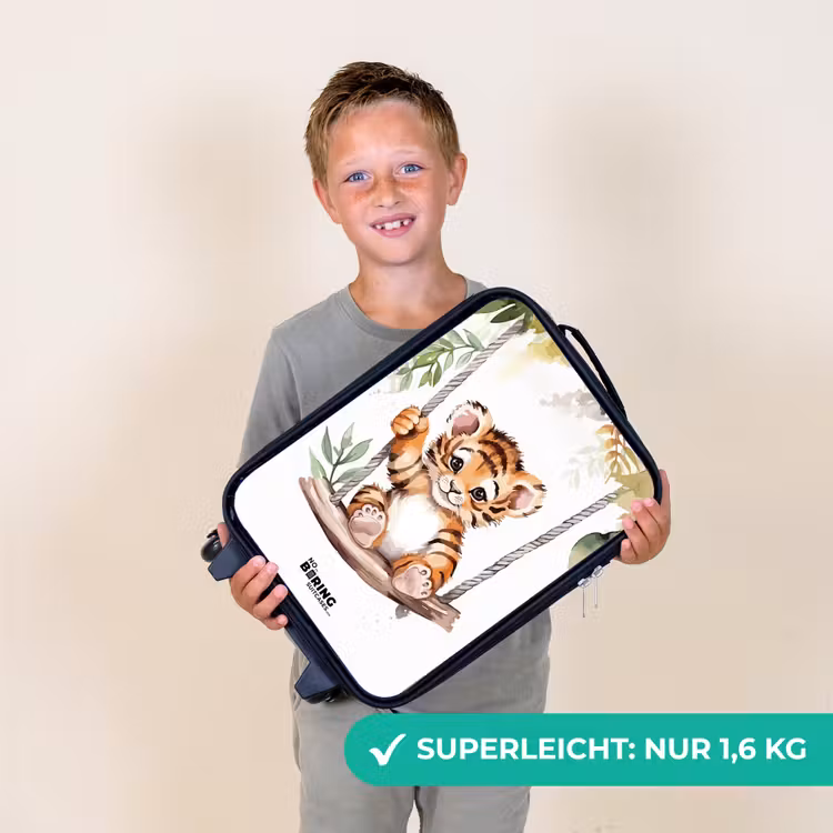 Schommelend tijgerwelpje waterverf tekening Kinderkoffer - Zwart klein -sfeer4_DE