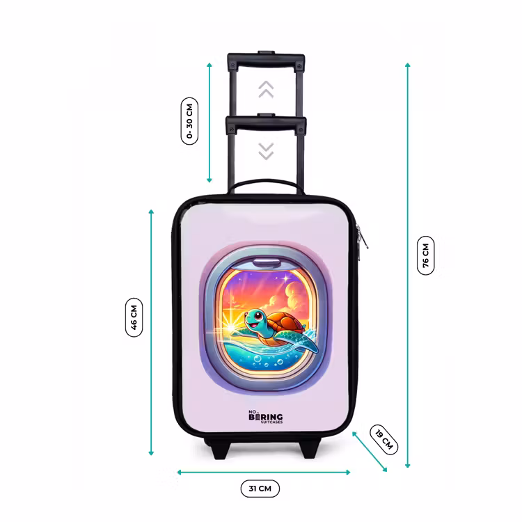 Schildpad die zwemt met zonsondergang Kinderkoffer - Zwart klein -productfoto_formaten