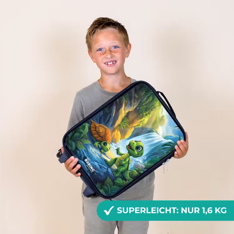 Schildpad en dino bij waterval in tropisch bos Kinderkoffer - Zwart klein -sfeer4_DE