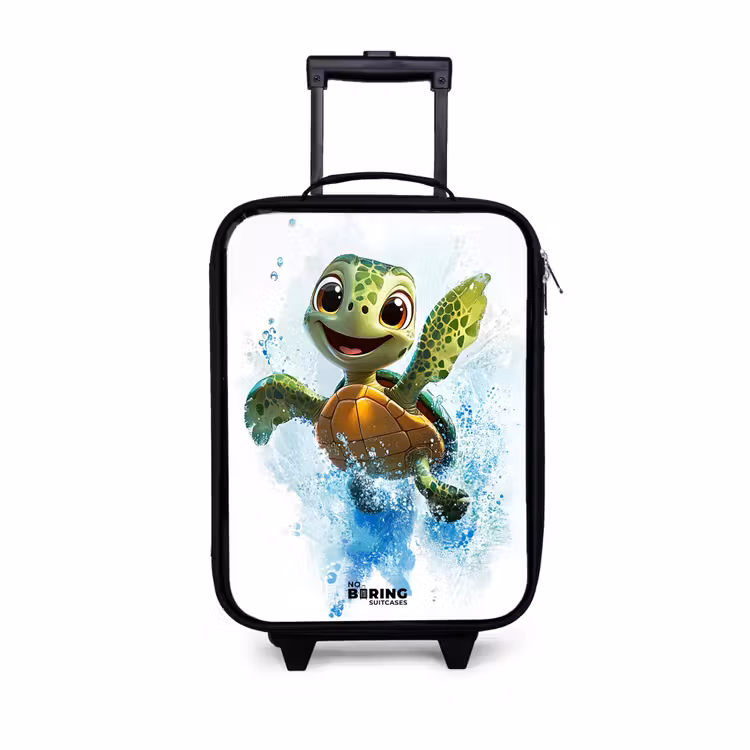 Schildpad - Water - Groen Kinderkoffer - Zwart klein -3d