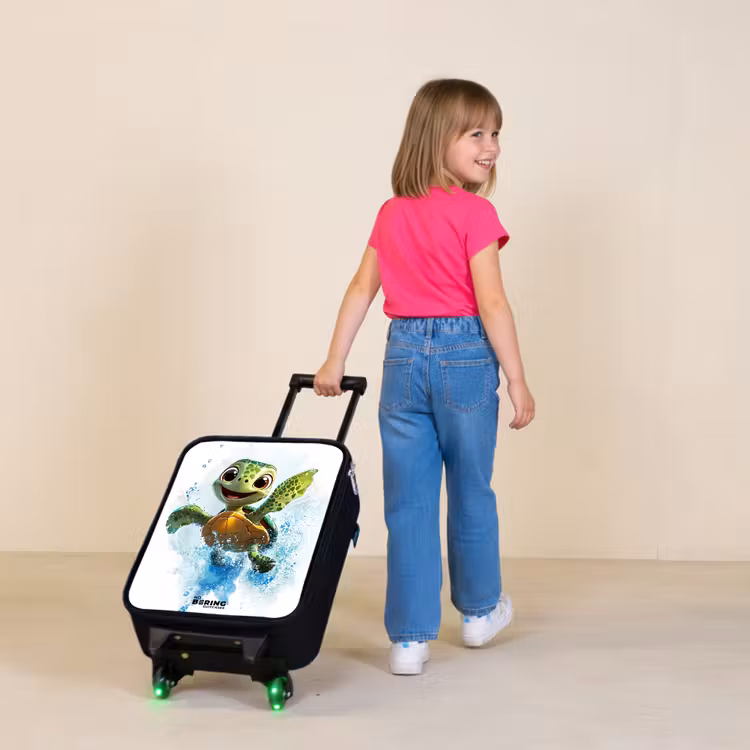 Schildpad - Water - Groen Kinderkoffer - Zwart klein -sfeer1