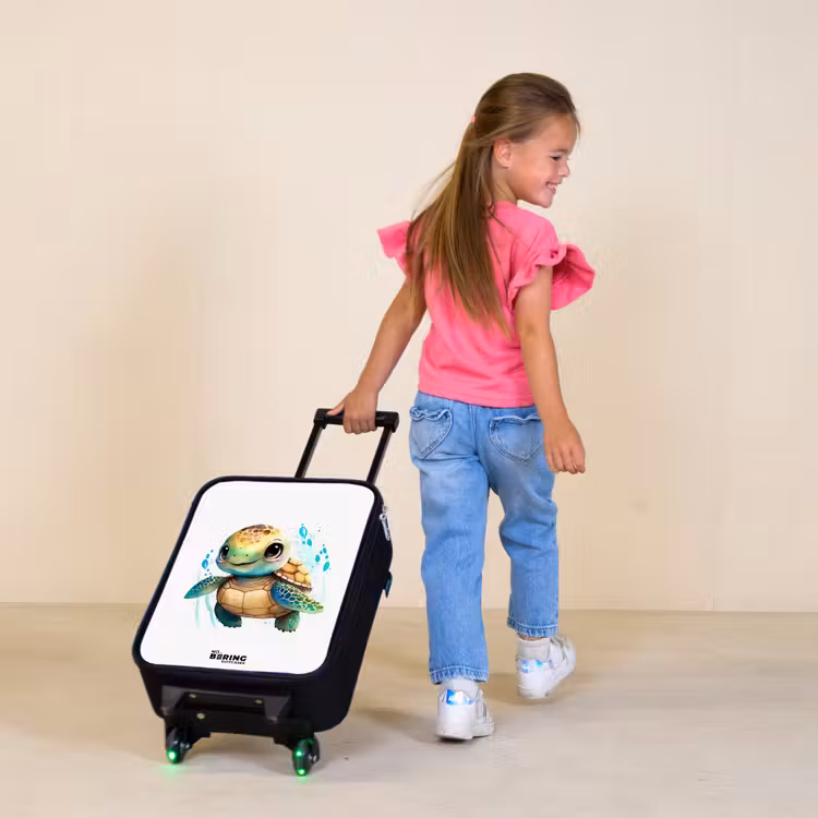 Zeeschildpad met grote ogen Kinderkoffer - Zwart klein -sfeer1
