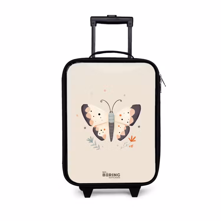 Vlinder in neutrale pastel kleuren Kinderkoffer - Zwart klein -3d