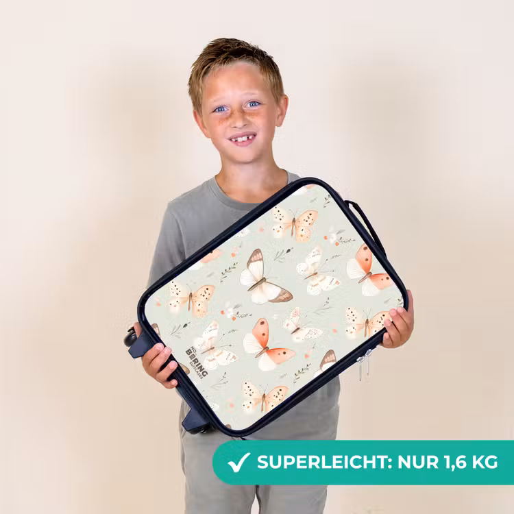 Vlinder patroon in zachte oranje en rode tinten Kinderkoffer - Zwart klein -sfeer4_DE