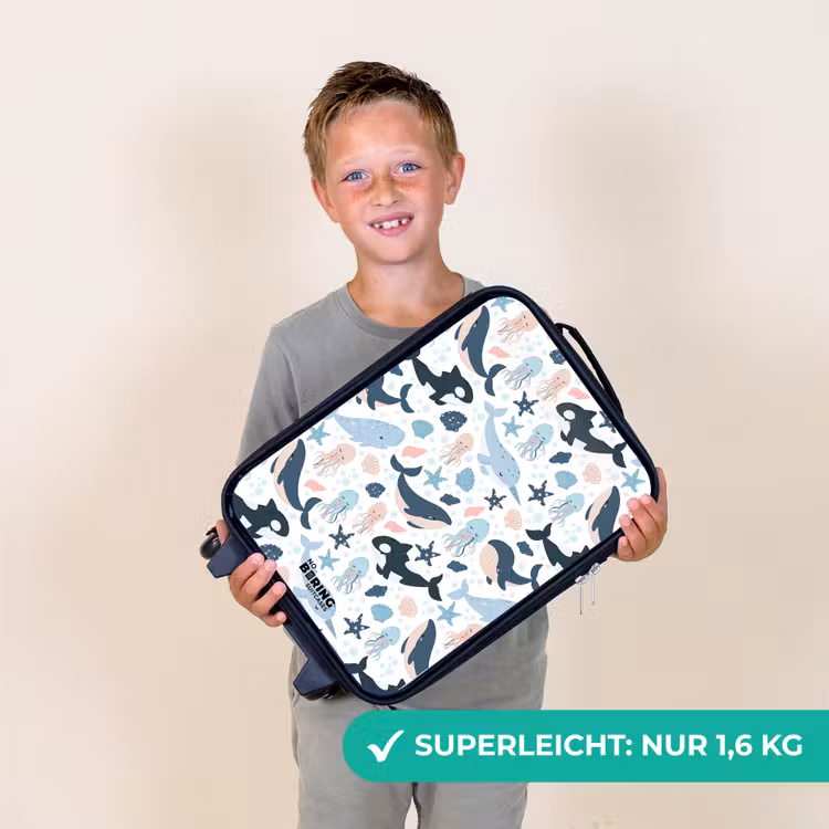 Zeedierenpatroon met walvissen, kwallen en orka's Kinderkoffer - Zwart klein -sfeer4_DE