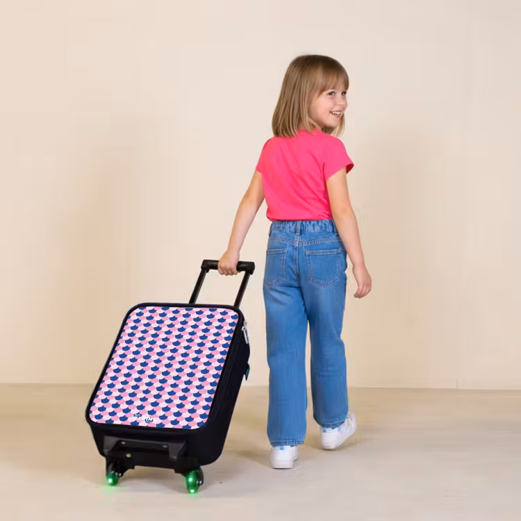 Schubben - Patroon - Blauw - Roze Kinderkoffer - Zwart klein -sfeer1