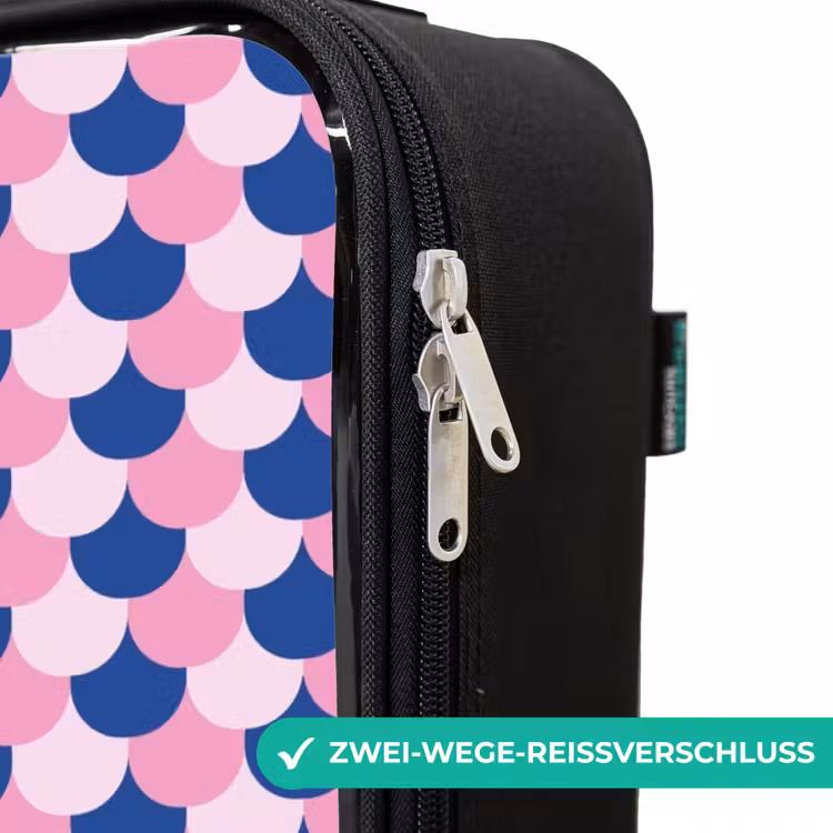 Schubben - Patroon - Blauw - Roze Kinderkoffer - Zwart klein -rits_DE