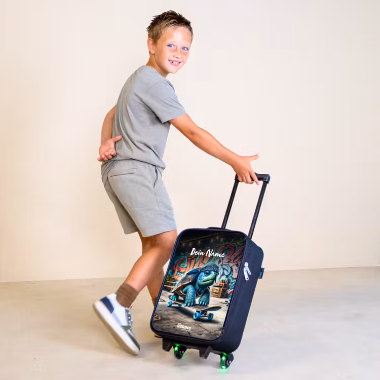 Skater schildpad Kinderkoffer - Zwart klein -sfeer3