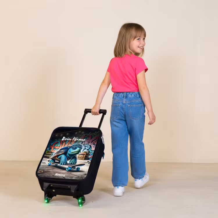 Skater schildpad Kinderkoffer - Zwart klein -sfeer1