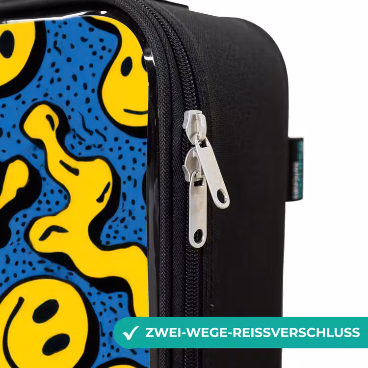 Smiley - Blauw - Geel Kinderkoffer - Zwart klein -rits_DE