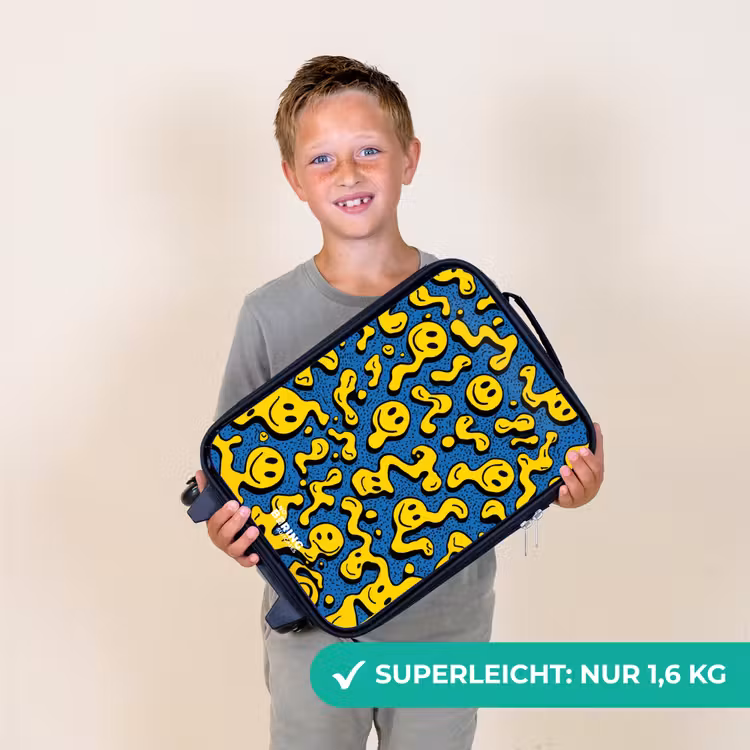 Smiley - Blauw - Geel Kinderkoffer - Zwart klein -sfeer4_DE