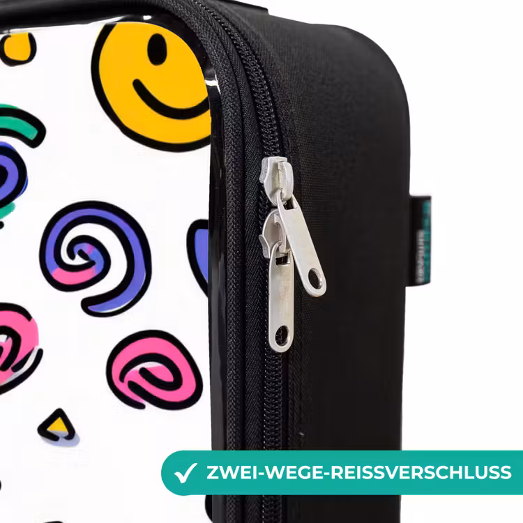 Smiley - Hartje - Ster Kinderkoffer - Zwart klein -rits_DE