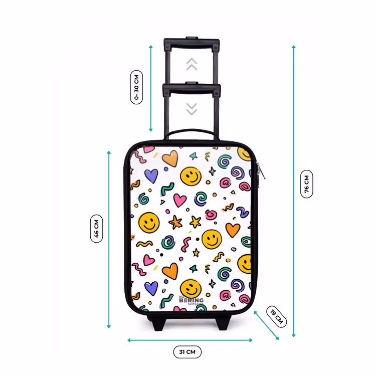 Smiley - Hartje - Ster Kinderkoffer - Zwart klein -productfoto_formaten