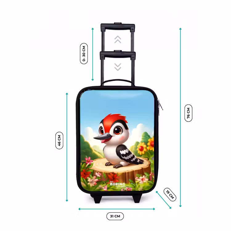 Specht op en boomstronk Kinderkoffer - Zwart klein -productfoto_formaten
