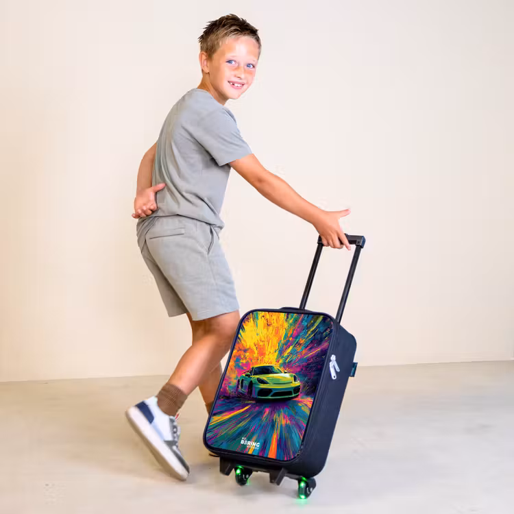 Sportwagen - Explosie - Kleurrijk - Verfstrepen Kinderkoffer - Zwart klein -sfeer3