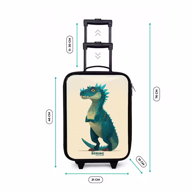 Spiky dino met vriendelijke blik Kinderkoffer - Zwart klein -productfoto_formaten