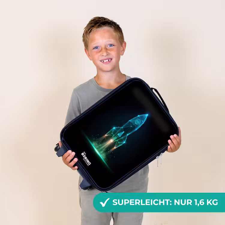 Lancerende raket in neonstijl Kinderkoffer - Zwart klein -sfeer4_DE