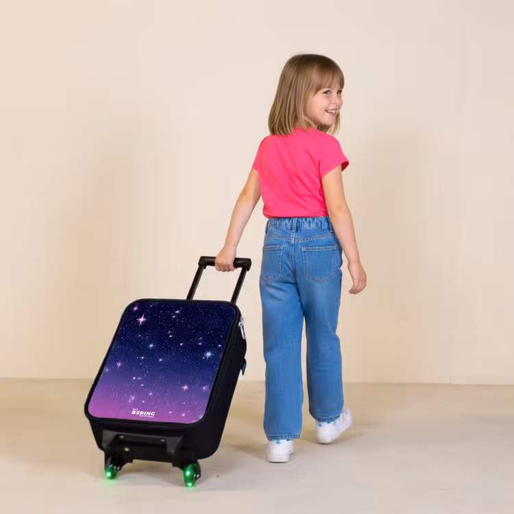 Sterren - Galaxy - Blauw - Roze Kinderkoffer - Zwart klein -sfeer1