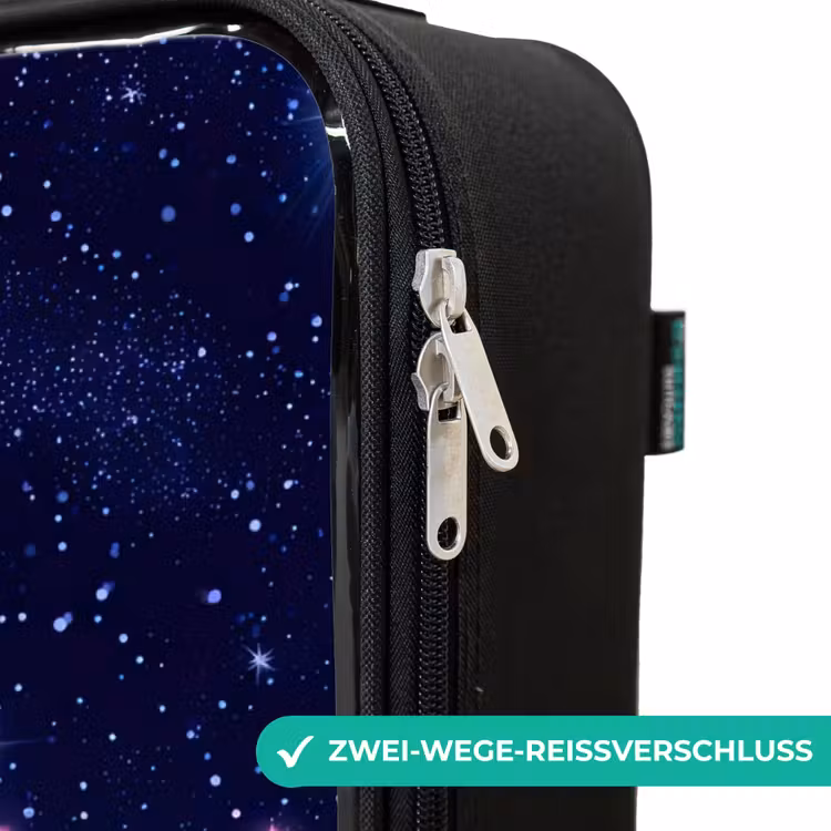 Sterren - Galaxy - Blauw - Roze Kinderkoffer - Zwart klein -rits_DE