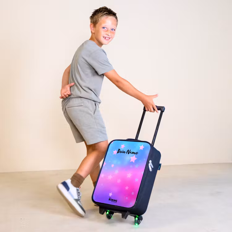 Sterren - Roze - Blauw Kinderkoffer - Zwart klein -sfeer3