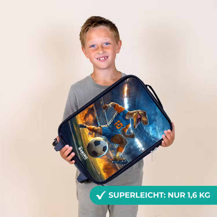 T-Rex als voetballer in vol stadion Kinderkoffer - Zwart klein -sfeer4_DE