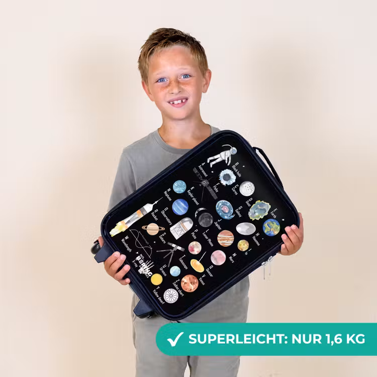 Alfabet in ruimte thema Kinderkoffer - Zwart klein -sfeer4_DE