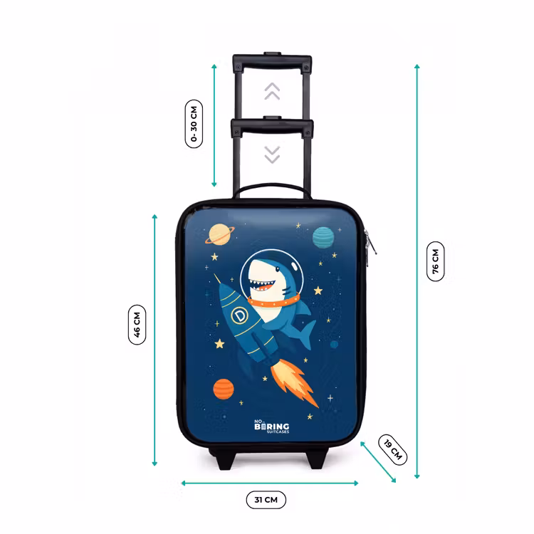 Dier - Ruimte - Planeet - Raket Kinderkoffer - Zwart klein -productfoto_formaten