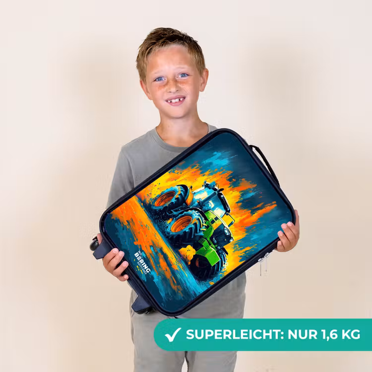Tractor - Groen - Abstract - Penseelstreken Kinderkoffer - Zwart klein -sfeer4_DE