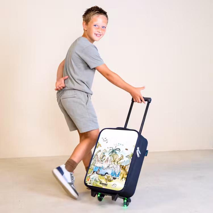 Busje met dino's Kinderkoffer - Zwart klein -sfeer3