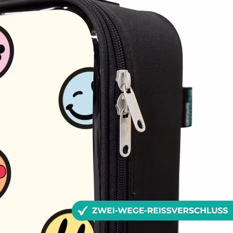 Speelse smiley-mix Kinderkoffer - Zwart klein -rits_DE