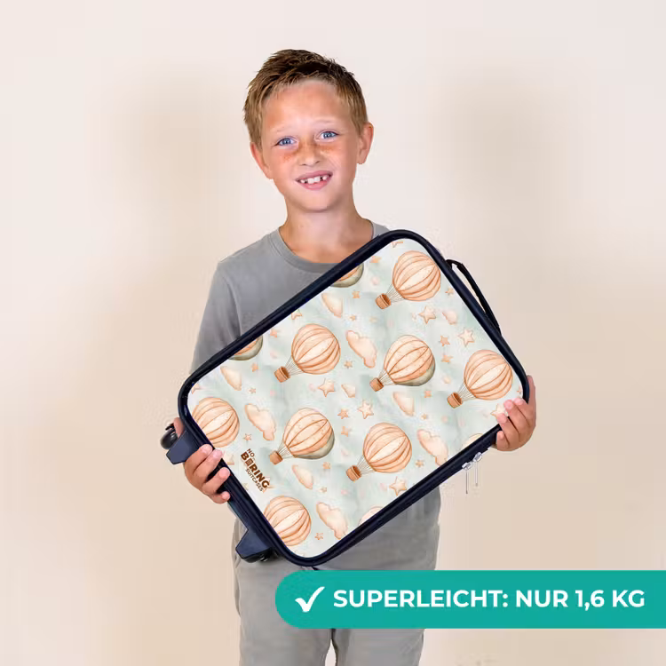 Vintage luchtballonnen in sepia met wolken en sterren Kinderkoffer - Zwart klein -sfeer4_DE