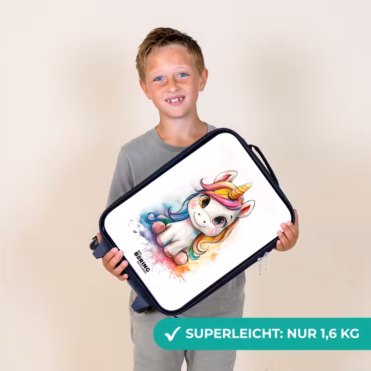 Witte Eemhoorn met Kleurrijke Manen en Verfspatten Kinderkoffer - Zwart klein -sfeer4_DE