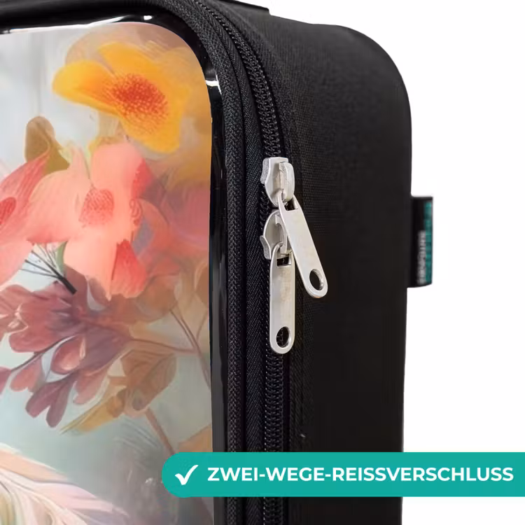 Wit paard omringd door bloemen Kinderkoffer - Zwart klein -rits_DE