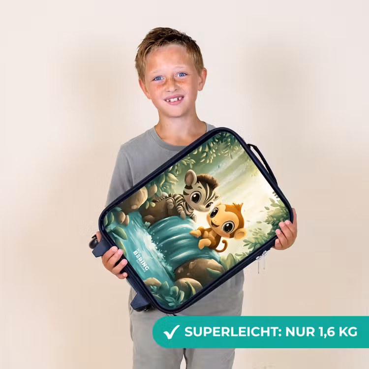 Zebra - Aapje - Waterval - Rotsen Kinderkoffer - Zwart klein -sfeer4_DE