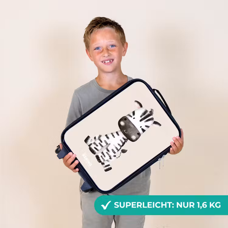Zebra portrettekening met beige achtergrond Kinderkoffer - Zwart klein -sfeer4_DE