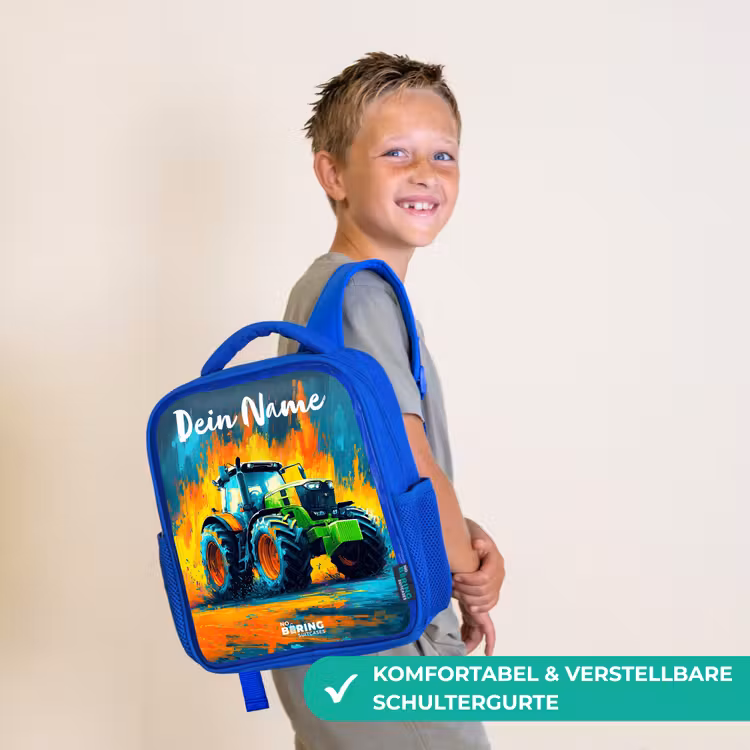 Abstract - Tractor - Groen Kinderrugzak - Blauw middel -sfeer3_DE