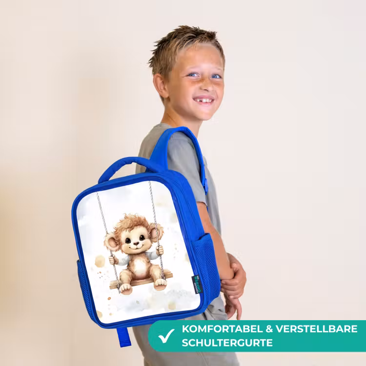 Aap - Dier - Kinderen Kinderrugzak - Blauw middel -sfeer3_DE