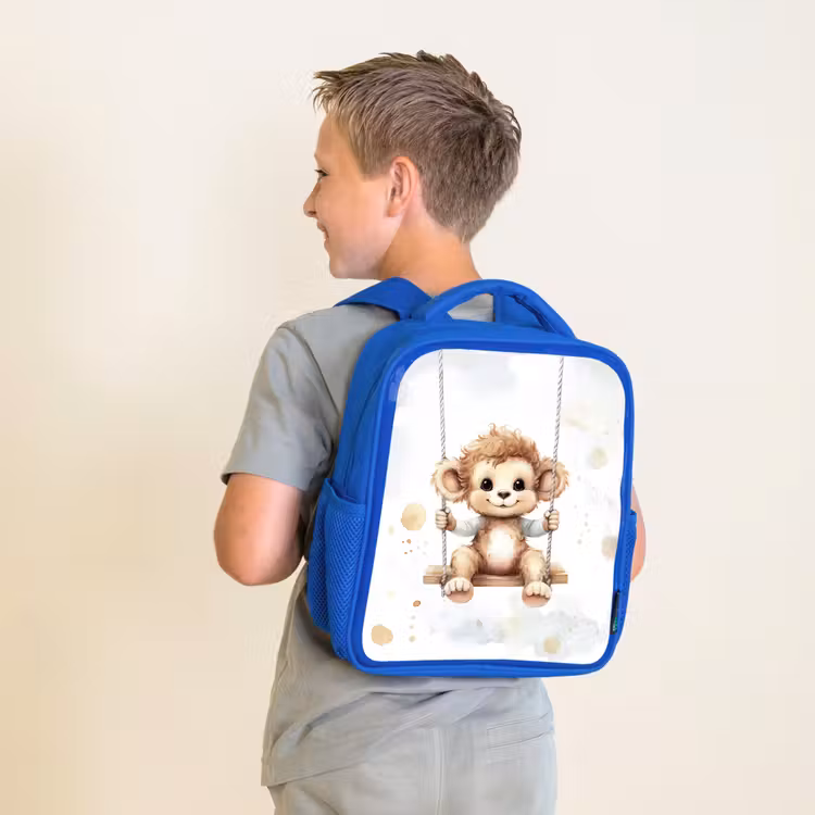 Aap - Dier - Kinderen Kinderrugzak - Blauw middel -sfeer2