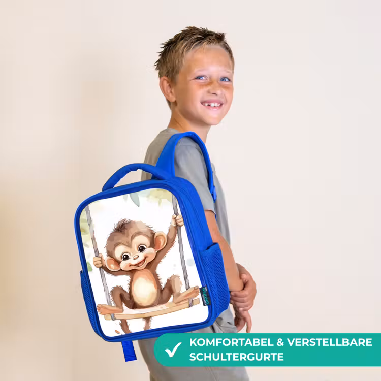 Aap - Dier - Kinderen - Jungle Kinderrugzak - Blauw middel -sfeer3_DE