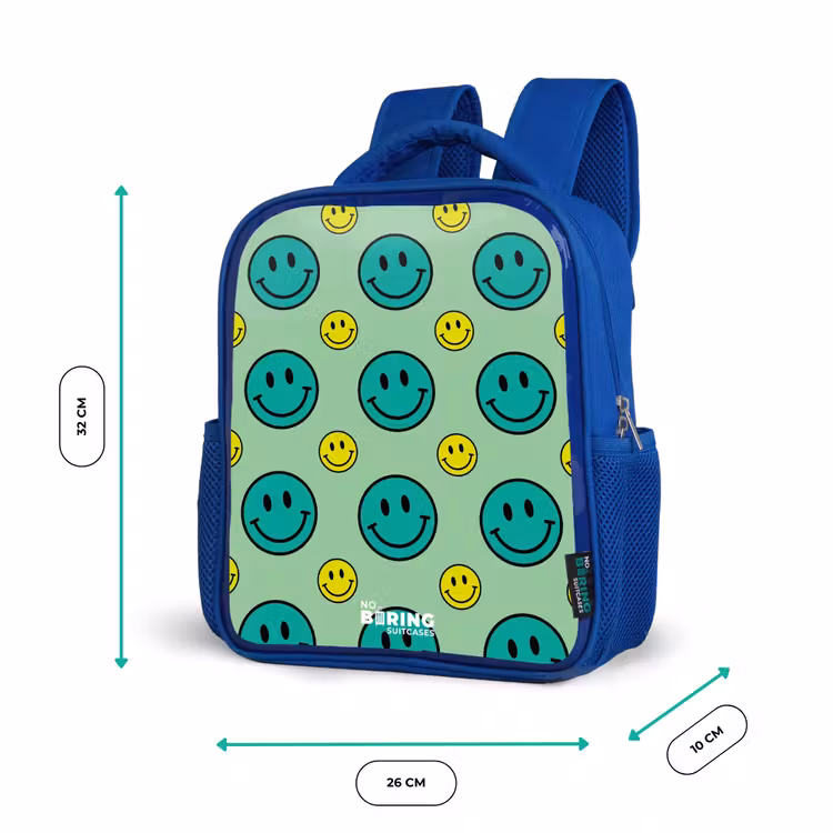 All smiles groen Kinderrugzak - Blauw middel -productfoto_formaten