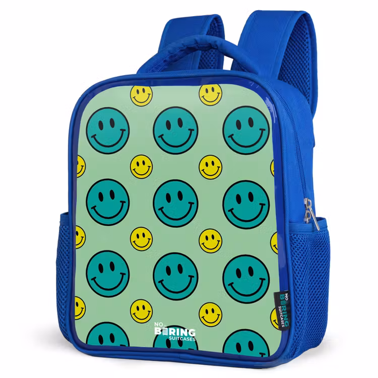 All smiles groen Kinderrugzak - Blauw middel -schuin